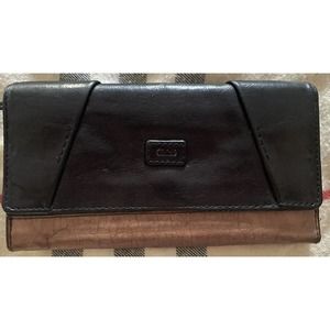 CHLOE Authentic Black Leather Bifold Long Wallet Black & Brown FREE SHIP Vintage